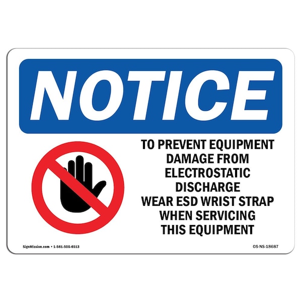 OSHA Sign, To Prevent Equipment Damage With Symbol, 14in X 10in Aluminum, 10" W, 14" L, Landscape